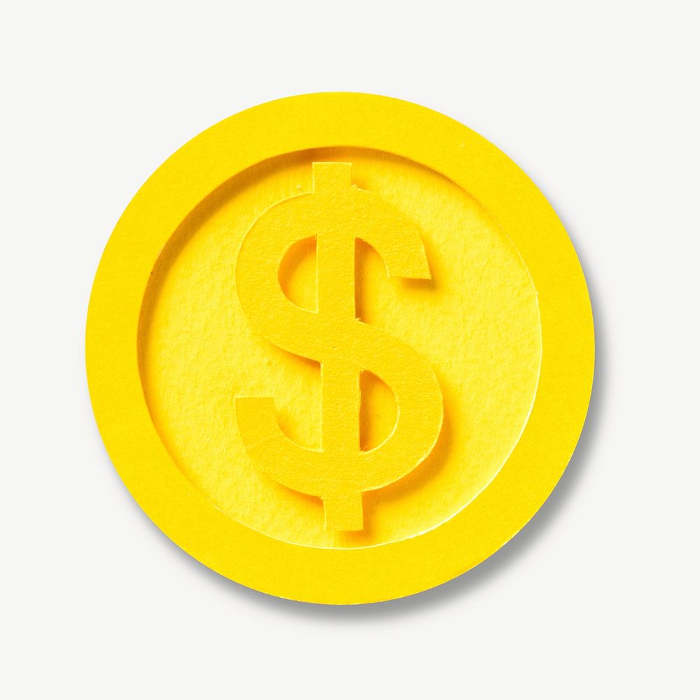 3D US dollar coin  collage element psd