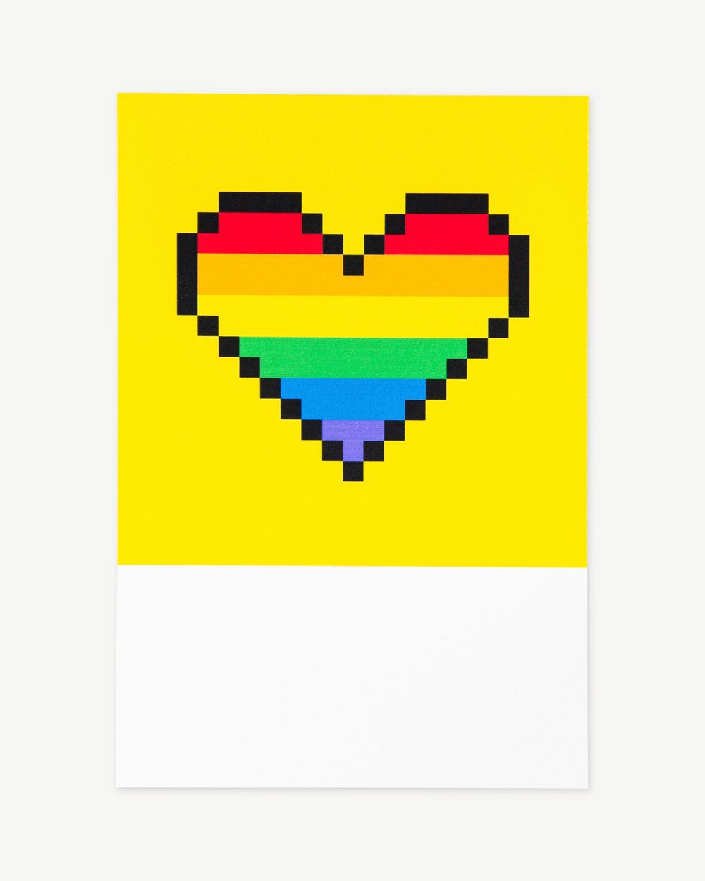 Pixelated LGBT pride rainbow heart collage element psd
