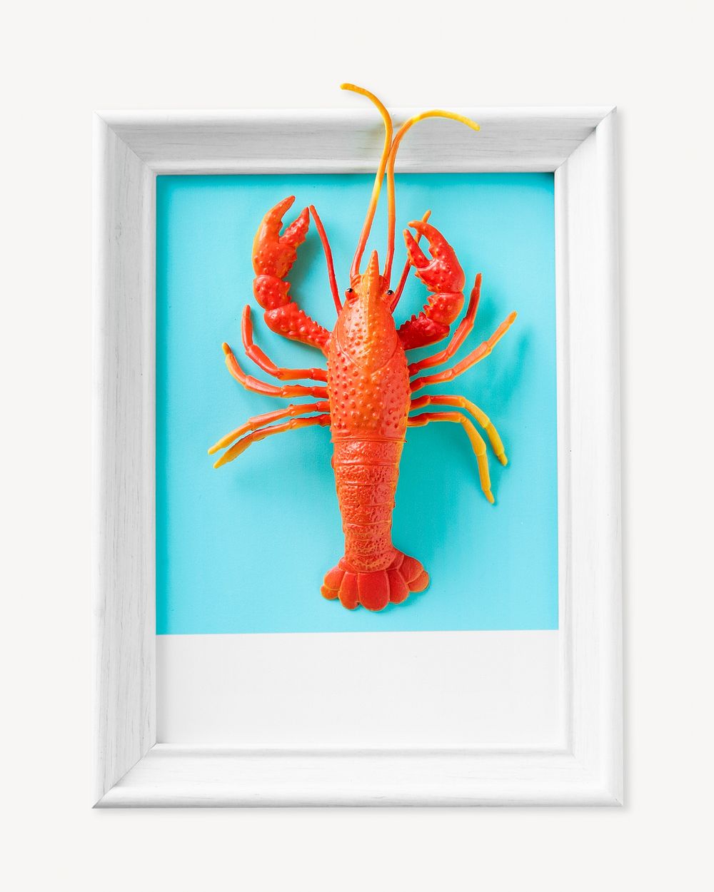 Lobster seafood toy on a frame isolated image
