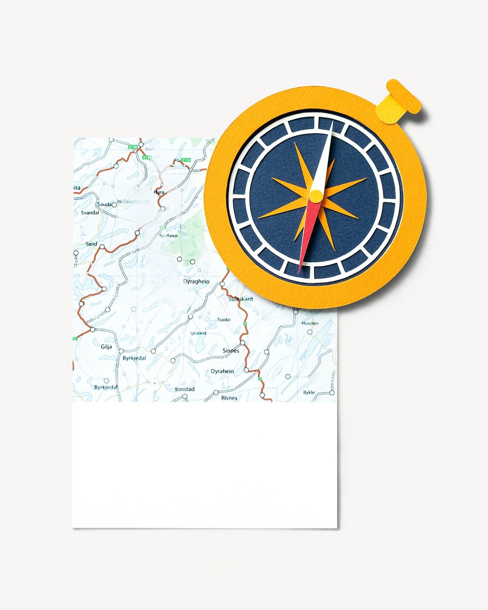 Map and compass isolated design