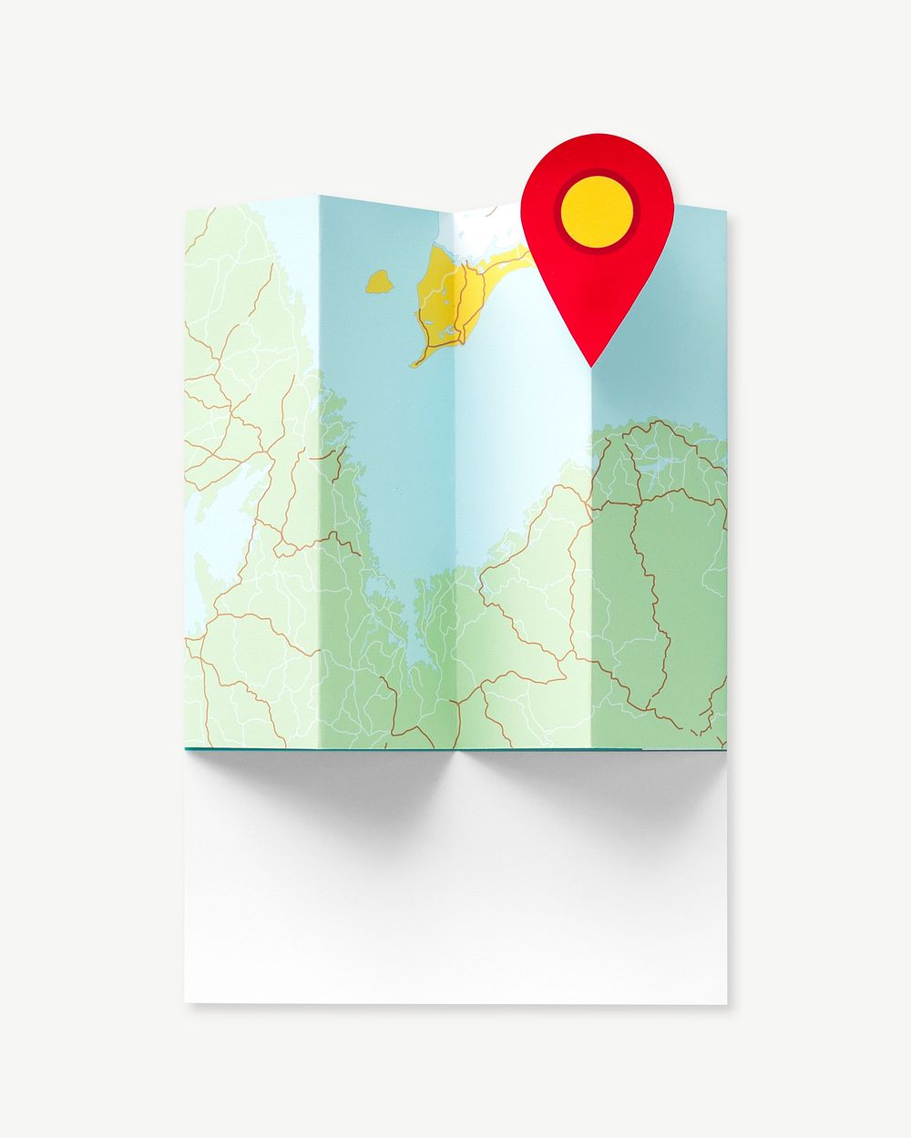 Paper craft art of a map collage element psd
