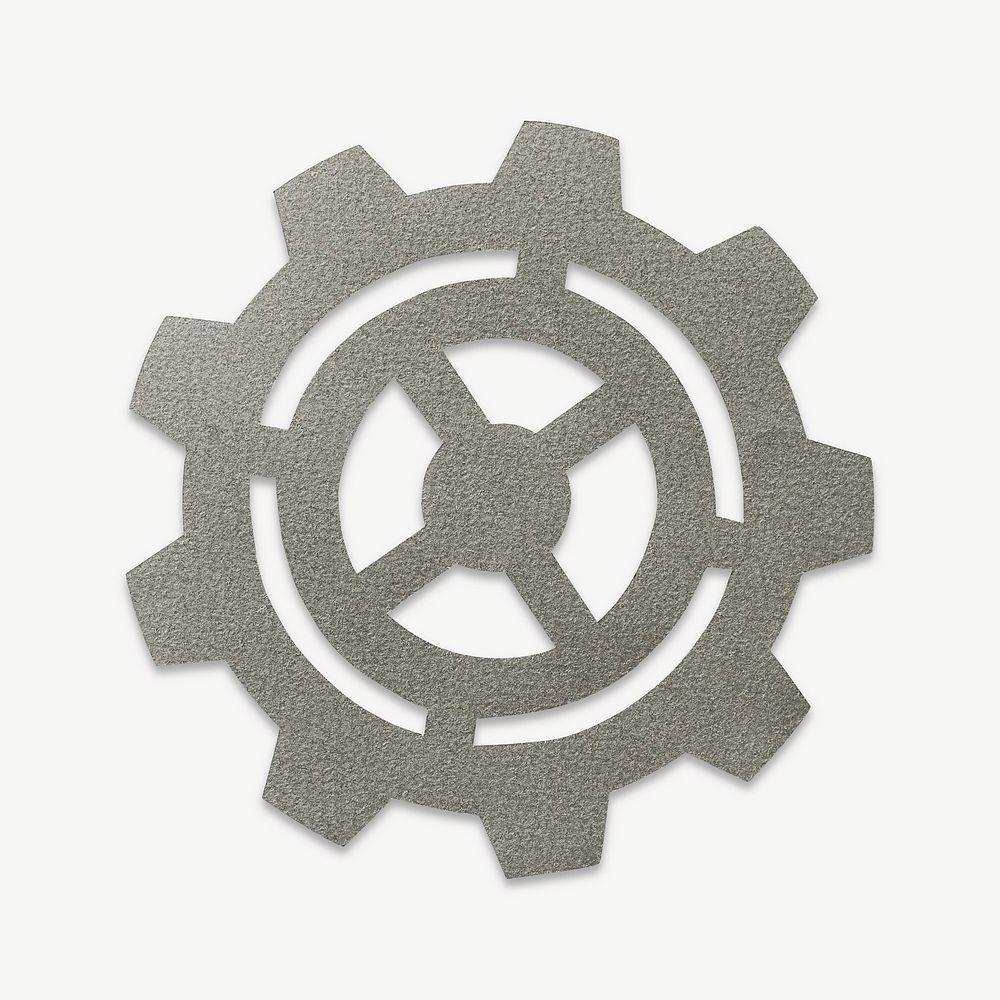 Paper craft art of cog icon collage element psd