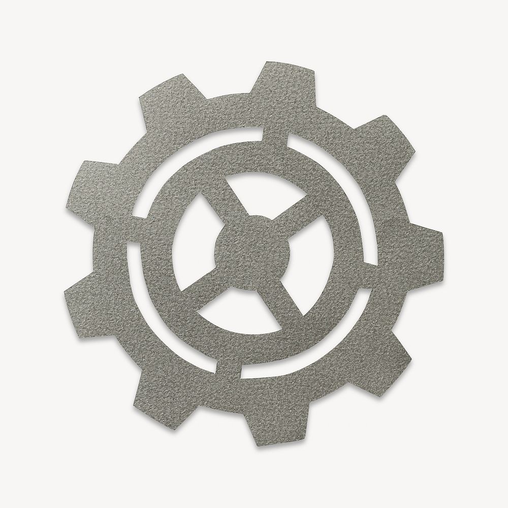 Paper craft art of cog icon isolated image