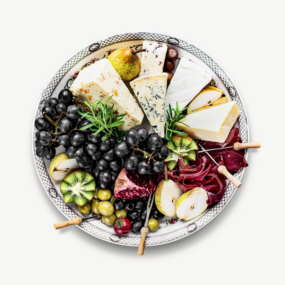Cheese platter collage element psd