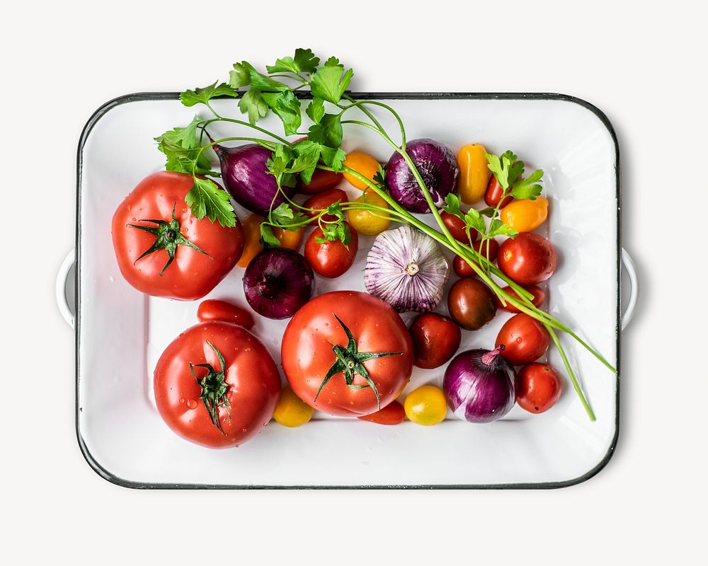 Colorful vegetables in tray isolated design
