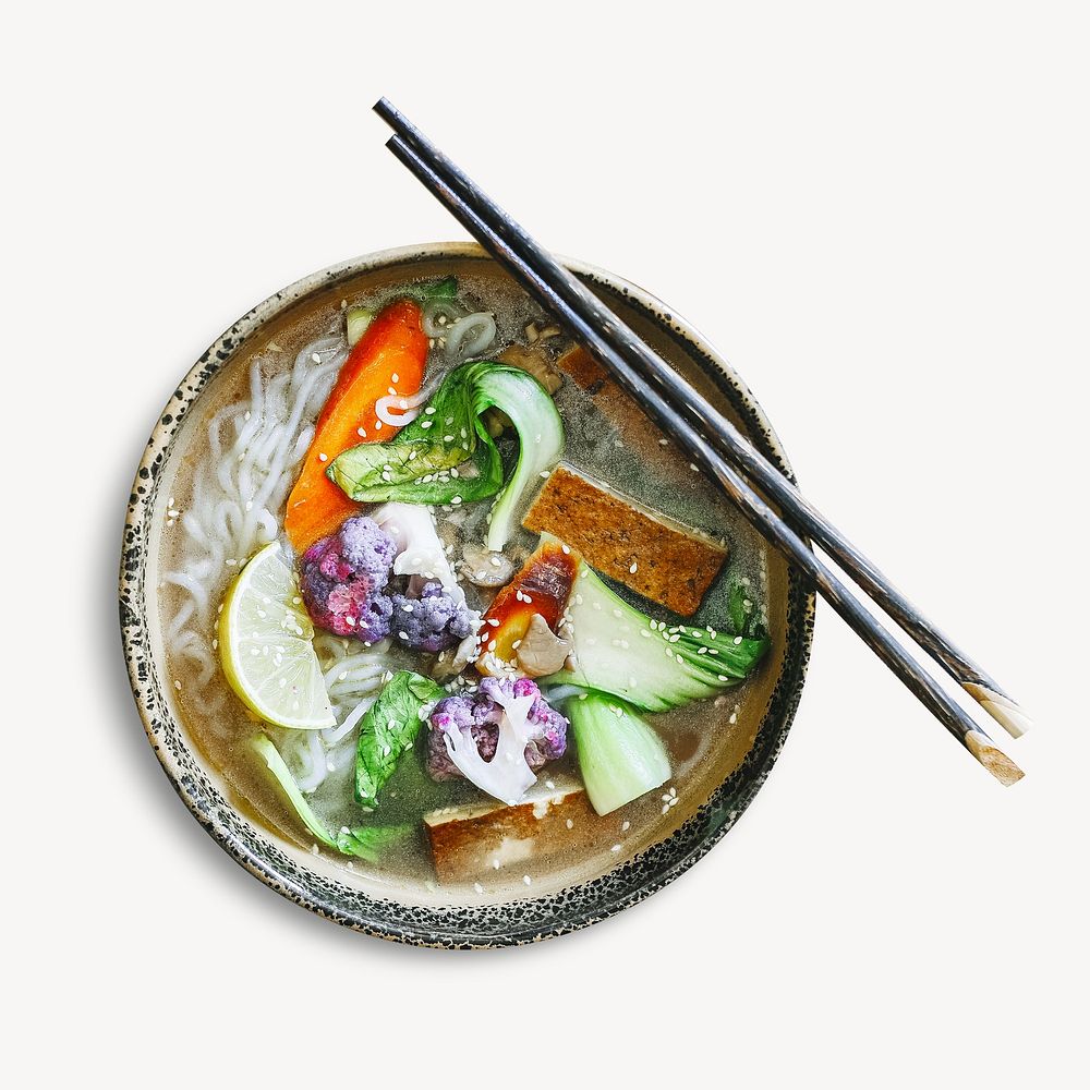 Vegan noodle soup  isolated design