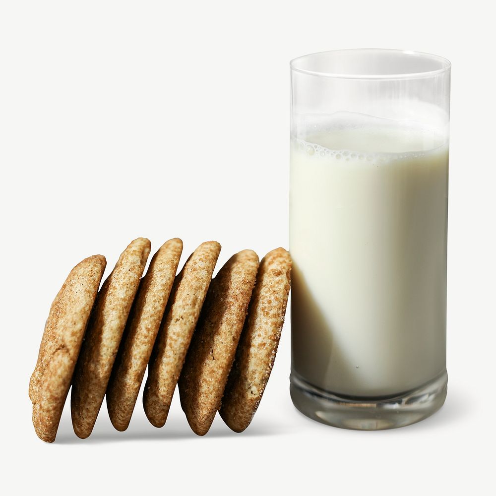 Milk and cookies collage element psd