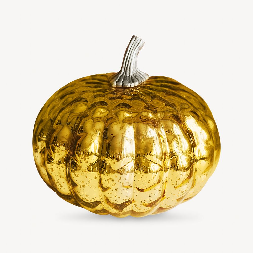 Golden metallic pumpkin isolated image