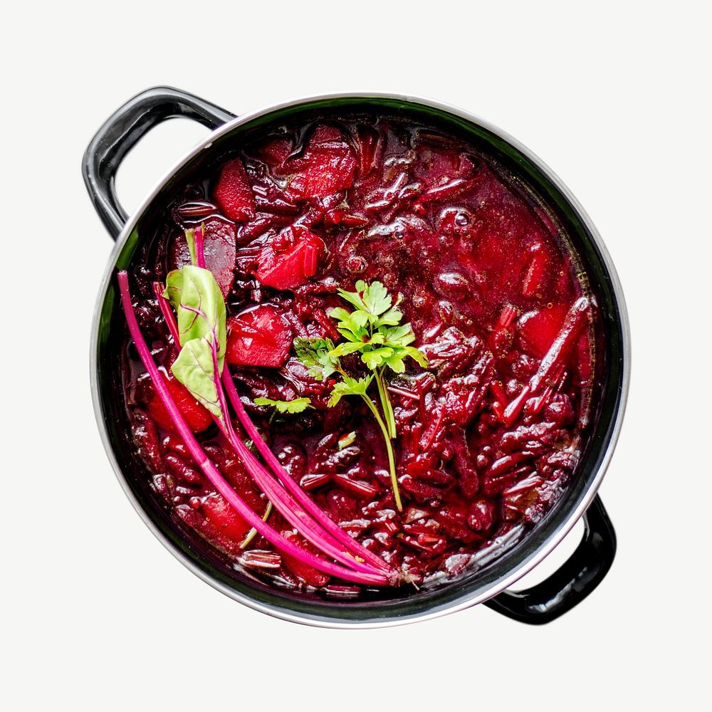 Beetroot soup collage element psd