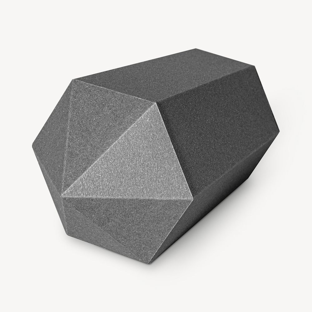 Gray hexagonal prism paper craft isolated image