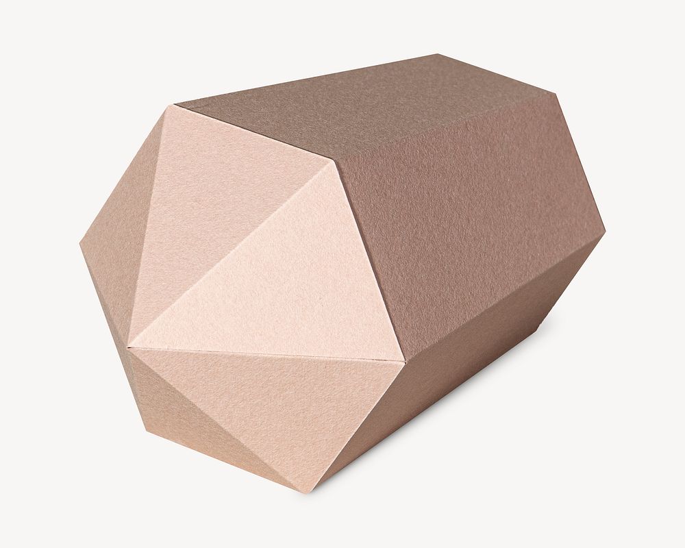 Pink 3D hexagonal prism collage element psd