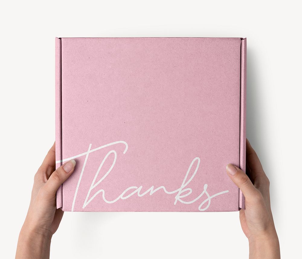 Mailing box mockup, pink product packaging psd