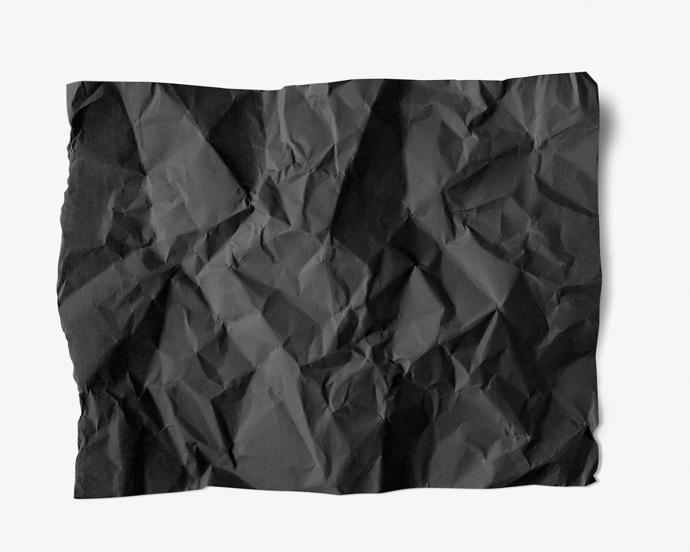 Black wrinkled paper collage element