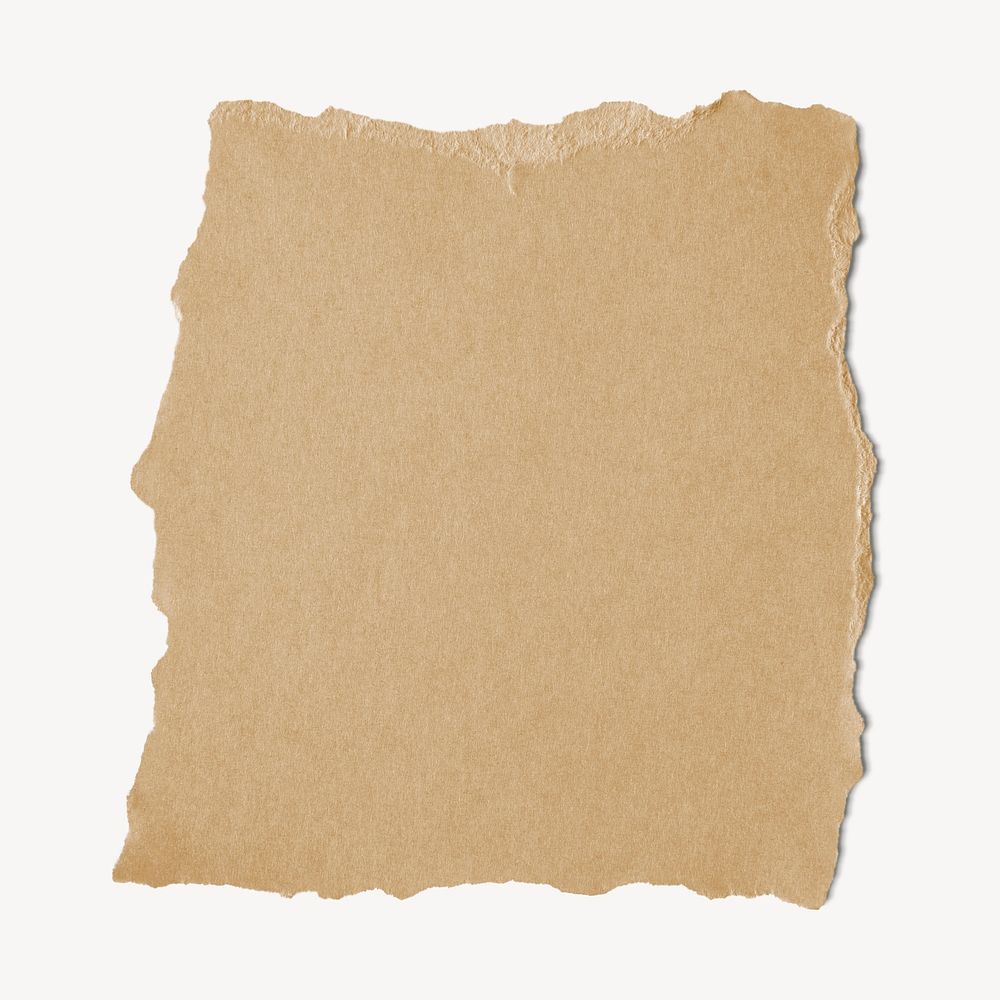 Brown ripped paper note collage element psd