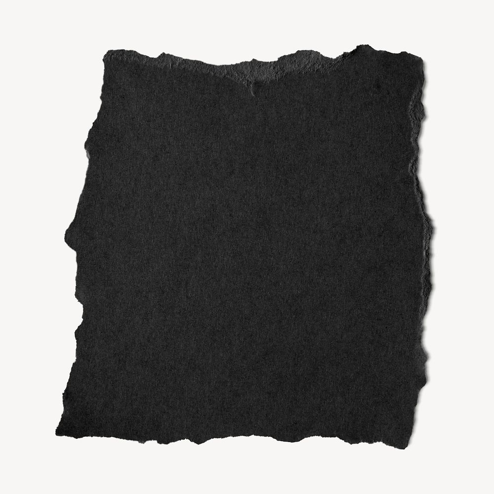 Black ripped paper note collage element psd