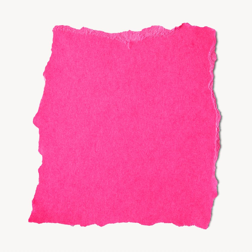 Pink ripped paper note collage element