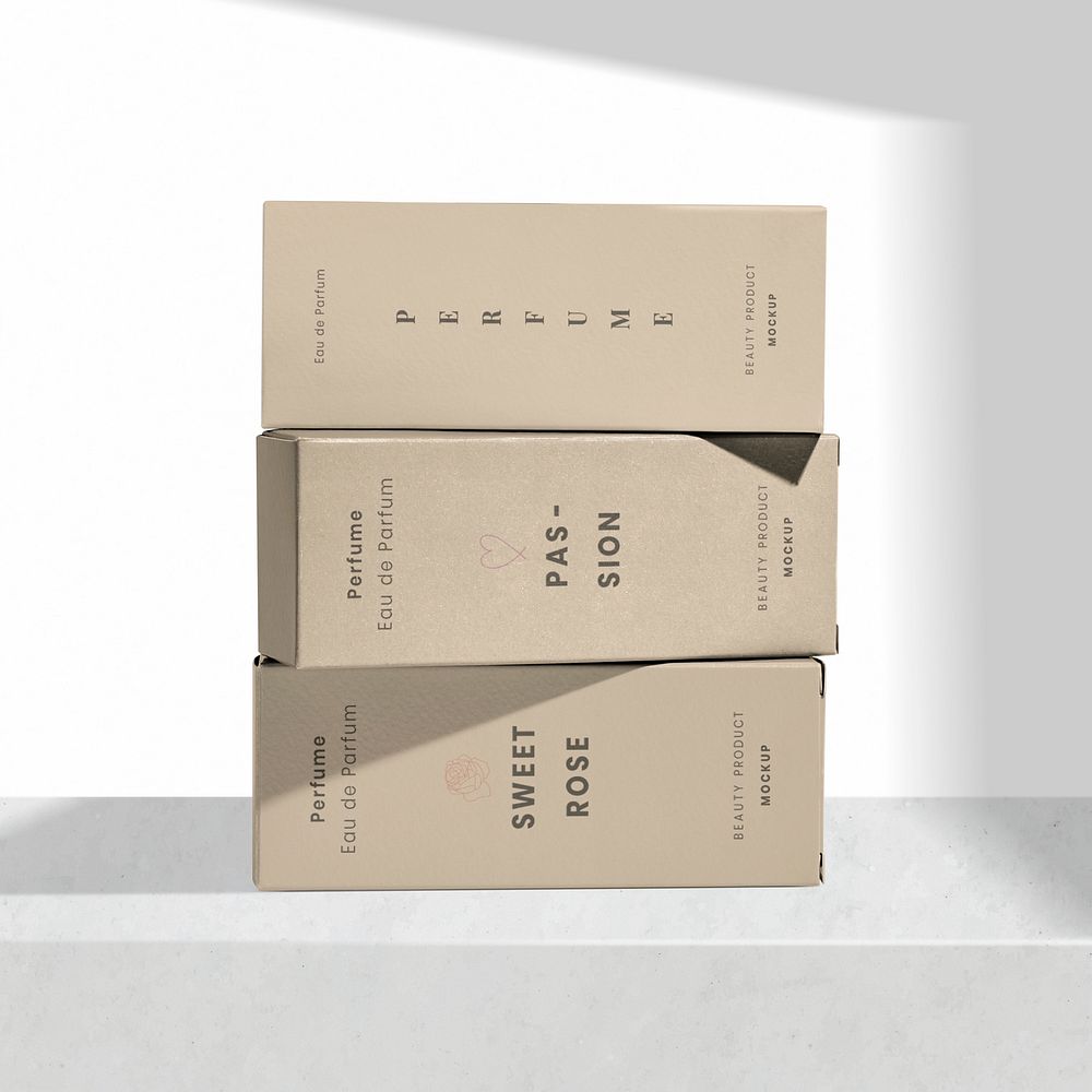 Kraft paper box mockup psd for cosmetic packaging