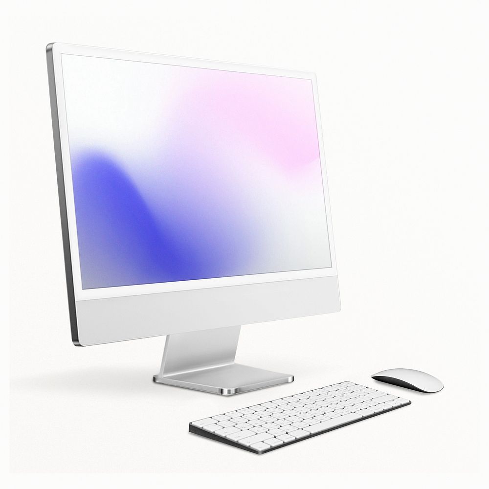 Computer screen with gradient blue design