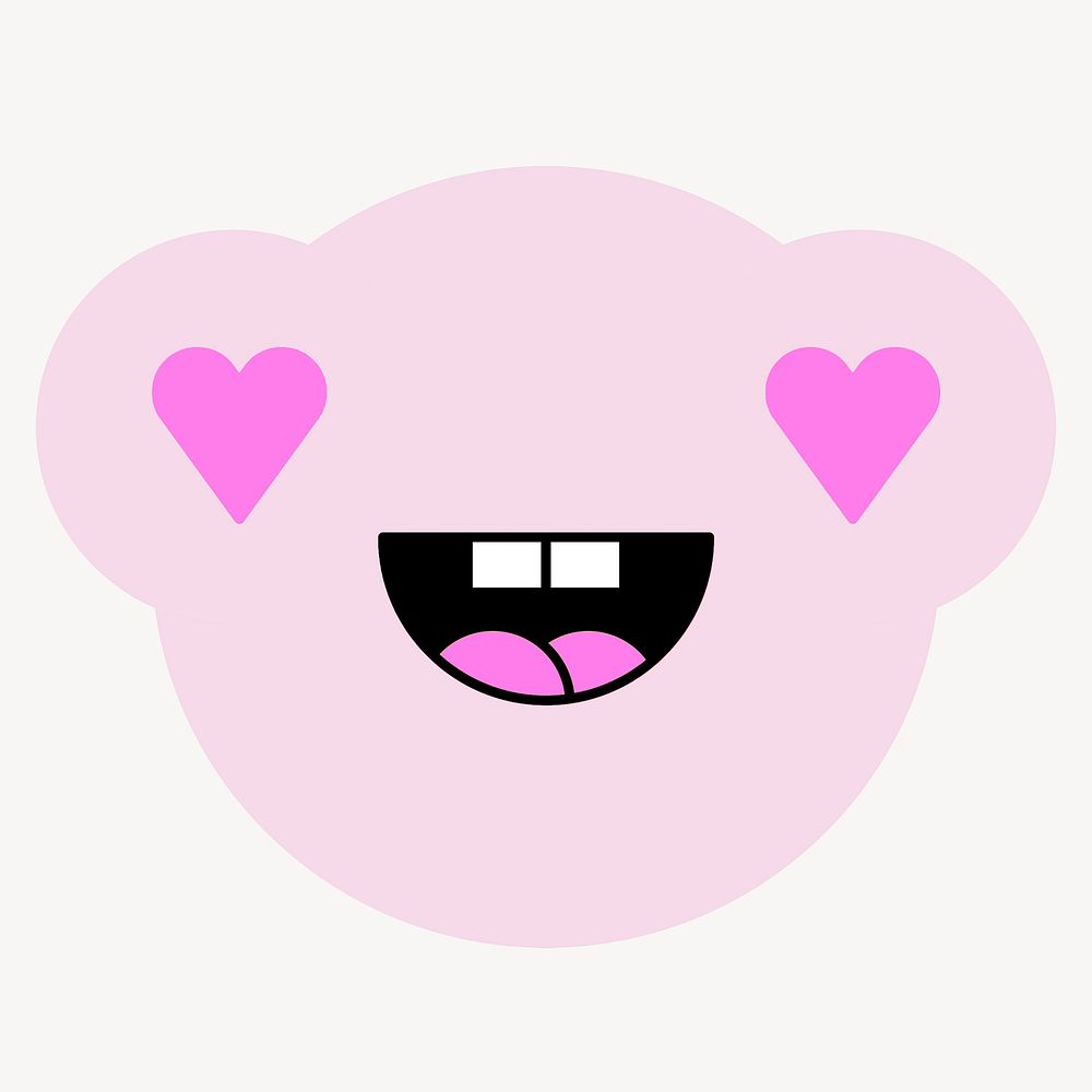 Pink heart-eyes monster, cartoon collage element psd