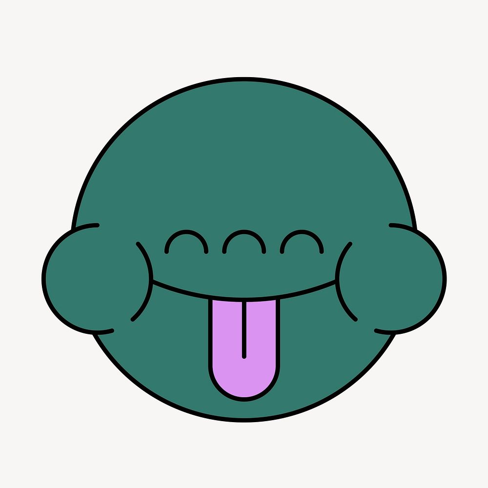 Three-eyed monster, cartoon collage element psd