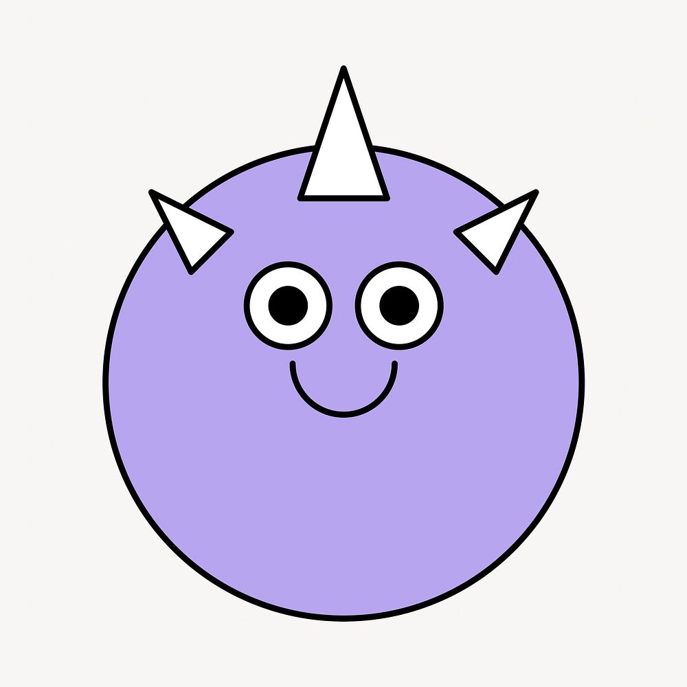 Purple horn monster, cartoon illustration