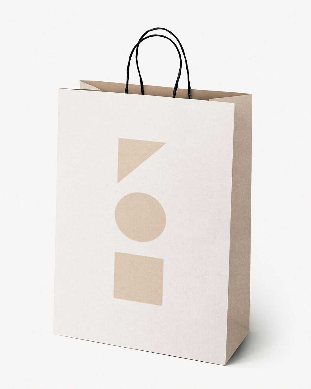 Paper shopping bag mockup, minimal geometric shapes psd