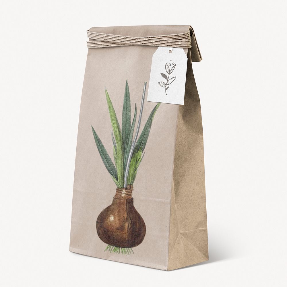 Paper bag mockup, organic product packaging psd