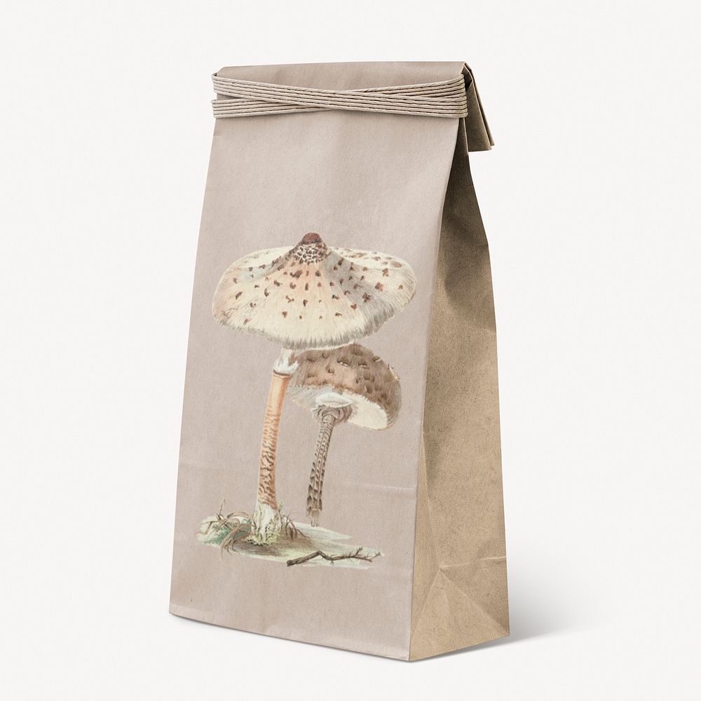 Paper bag mockup, organic product packaging psd