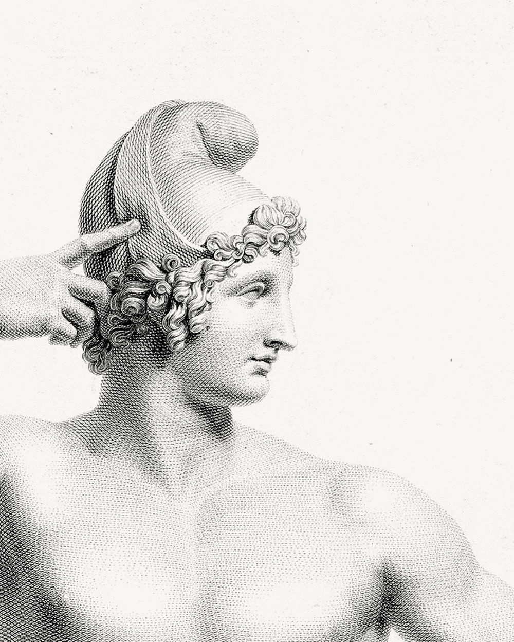 Greek God sketch, vintage illustration psd