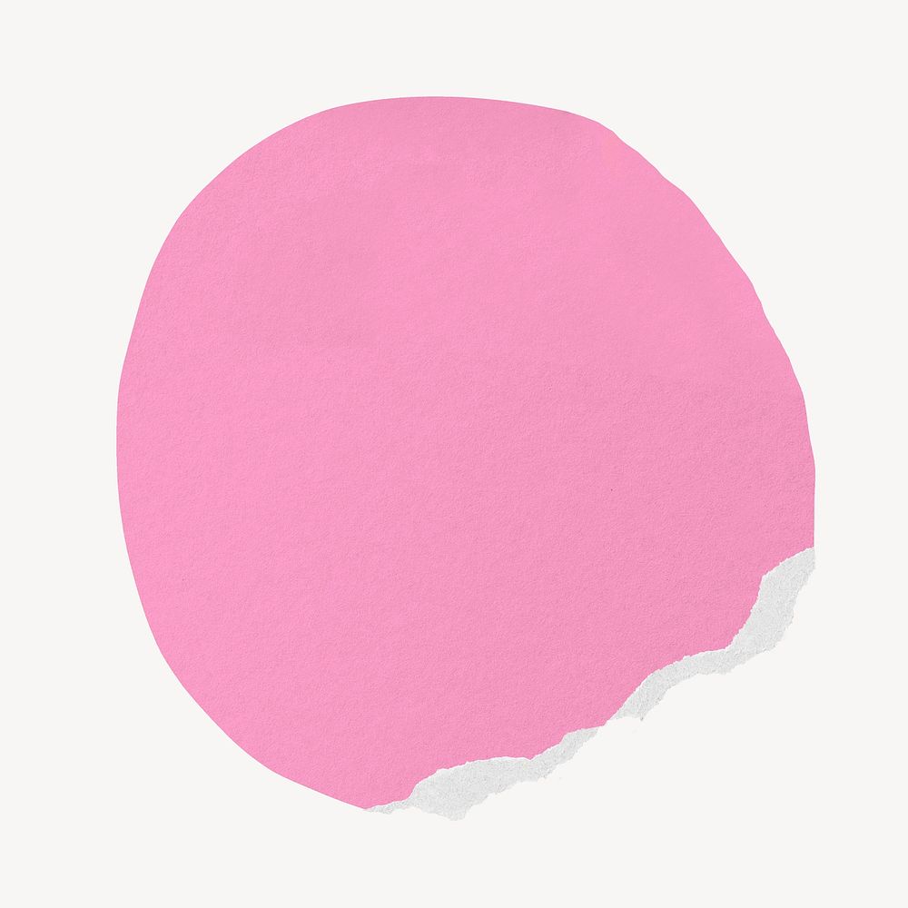 Pink paper shape badge, off white background psd