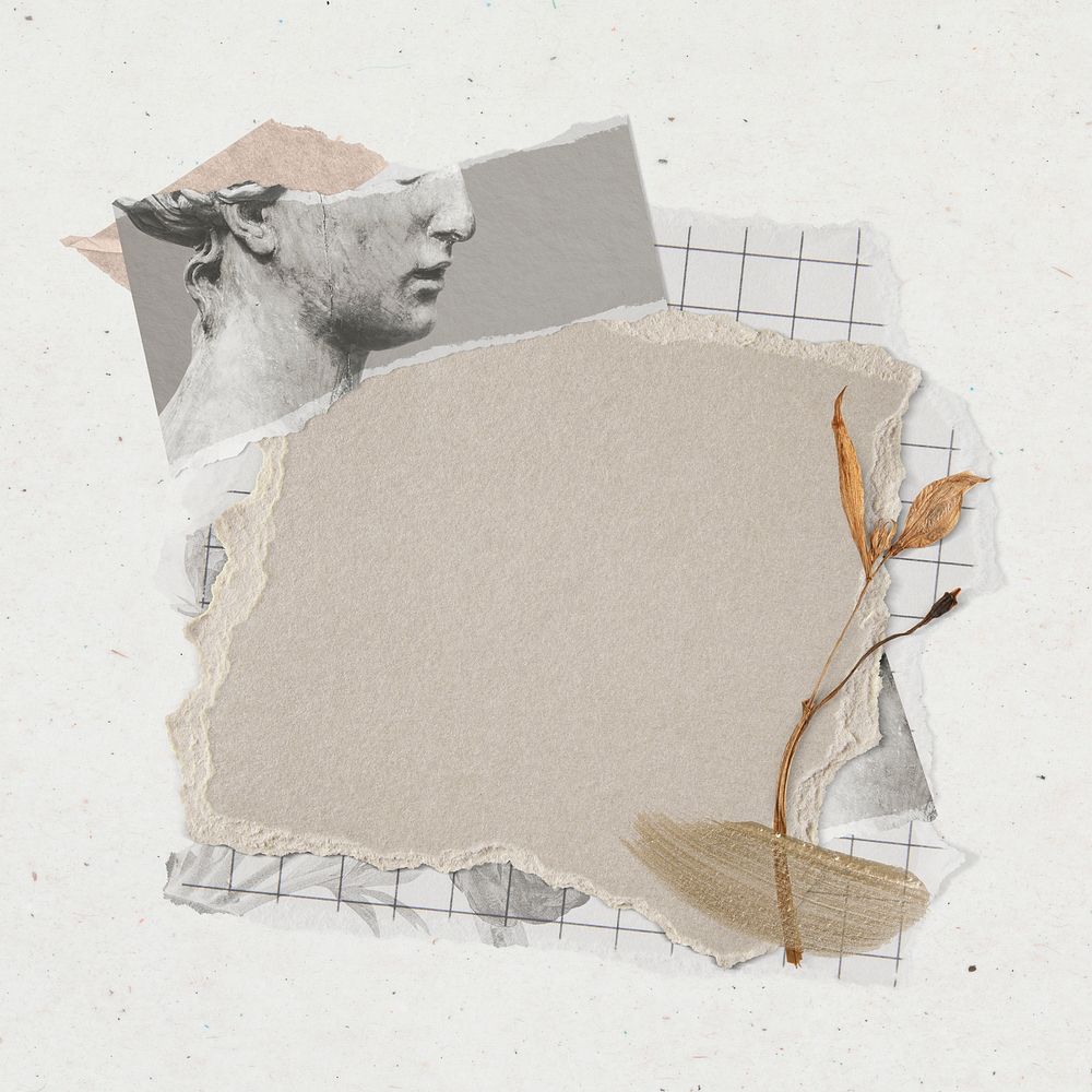 Feminine note ripped paper collage element psd