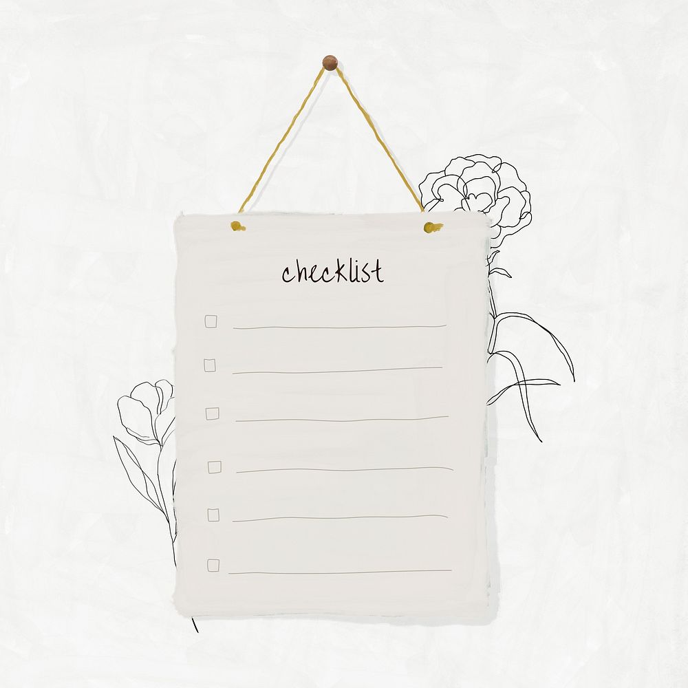 Checklist paper, aesthetic stationery doodle