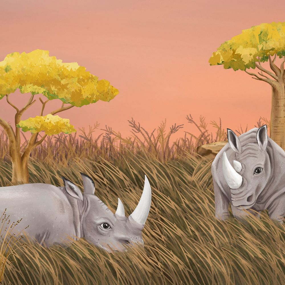 Rhino wildlife background, cute design