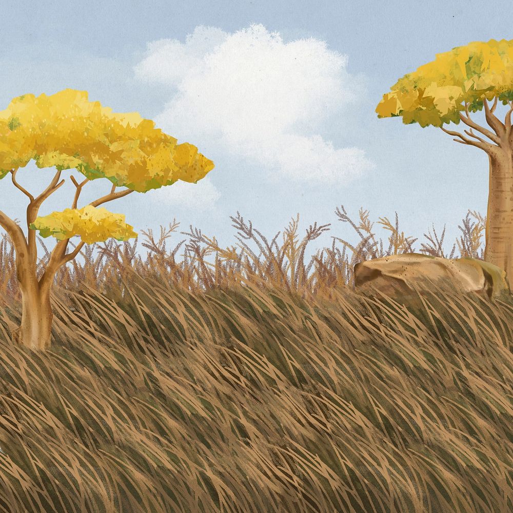 Baobab tree background, blue sky design