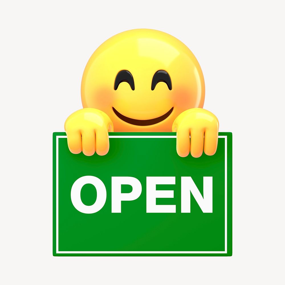 Emoji holding open sign mockup psd