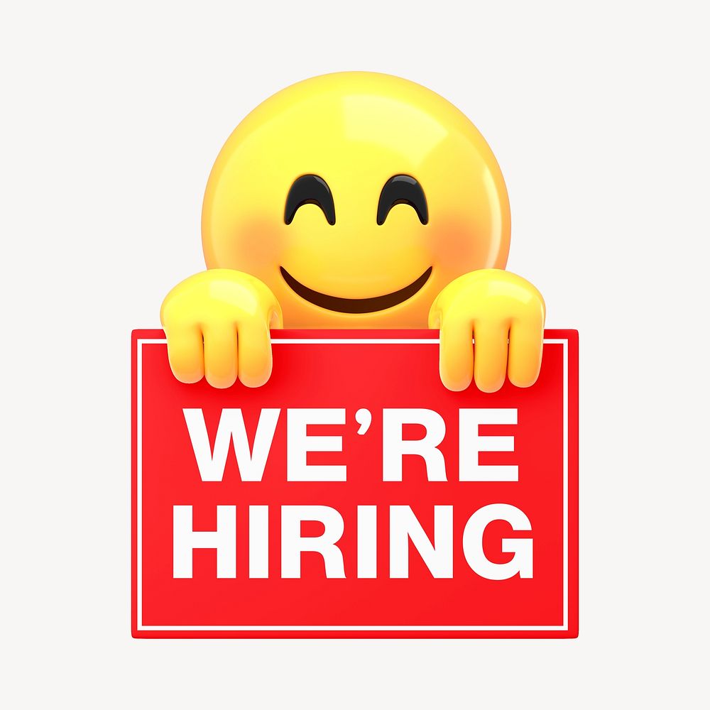 Emoji holding hiring sign mockup psd