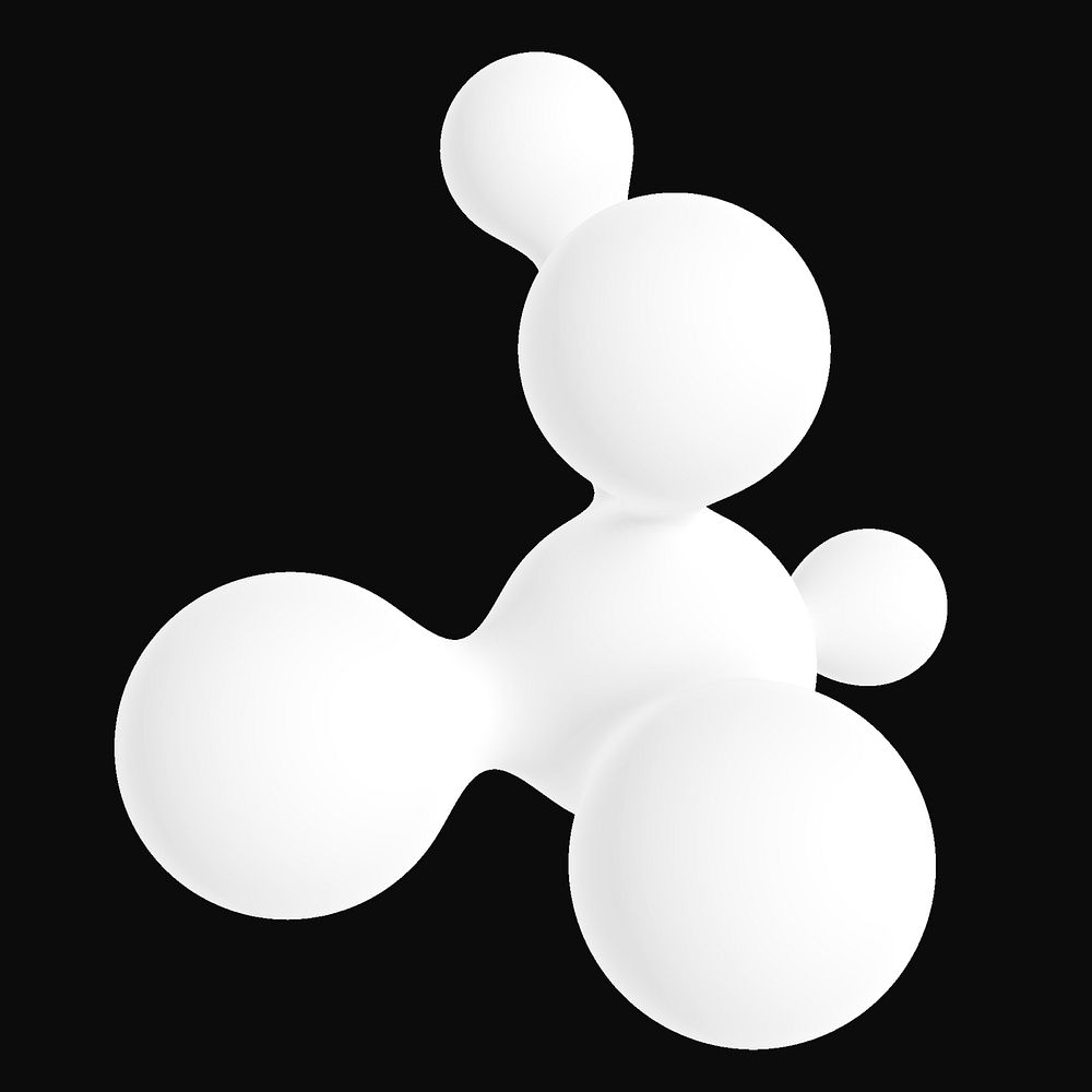 White molecule shape, 3D liquid graphic