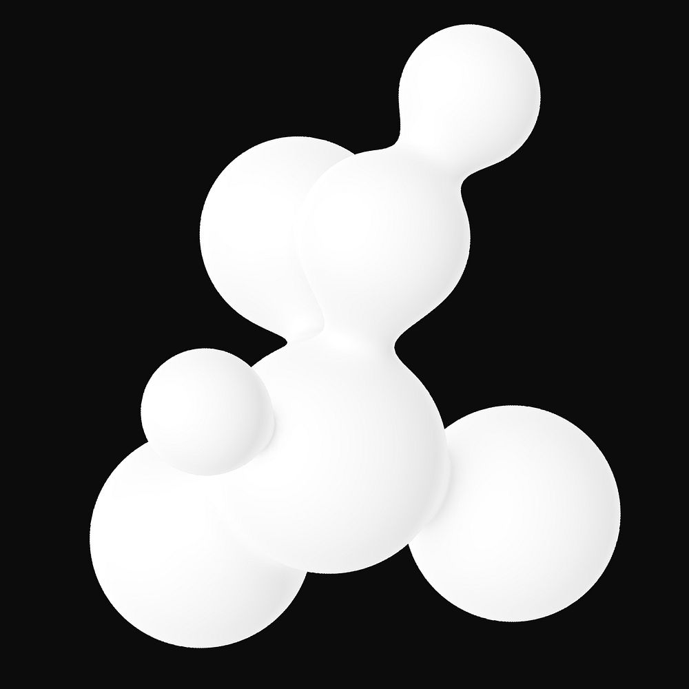 White molecule shape, 3D liquid graphic psd
