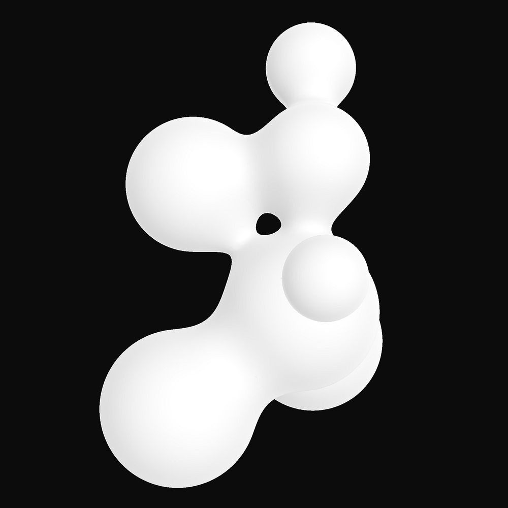 White molecule shape, 3D liquid graphic psd