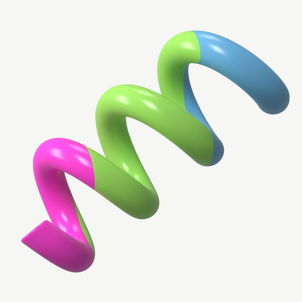 3D coil spring, colorful shape psd