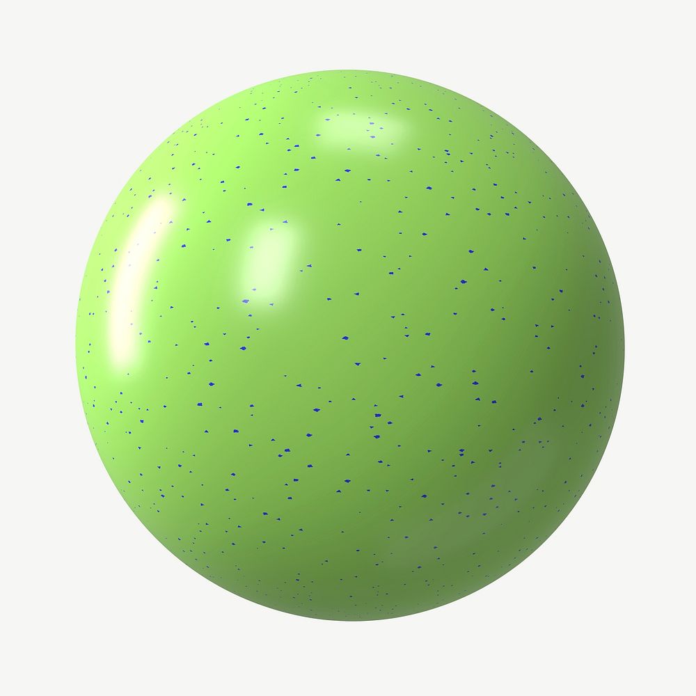Green shiny ball, 3D geometric shape psd