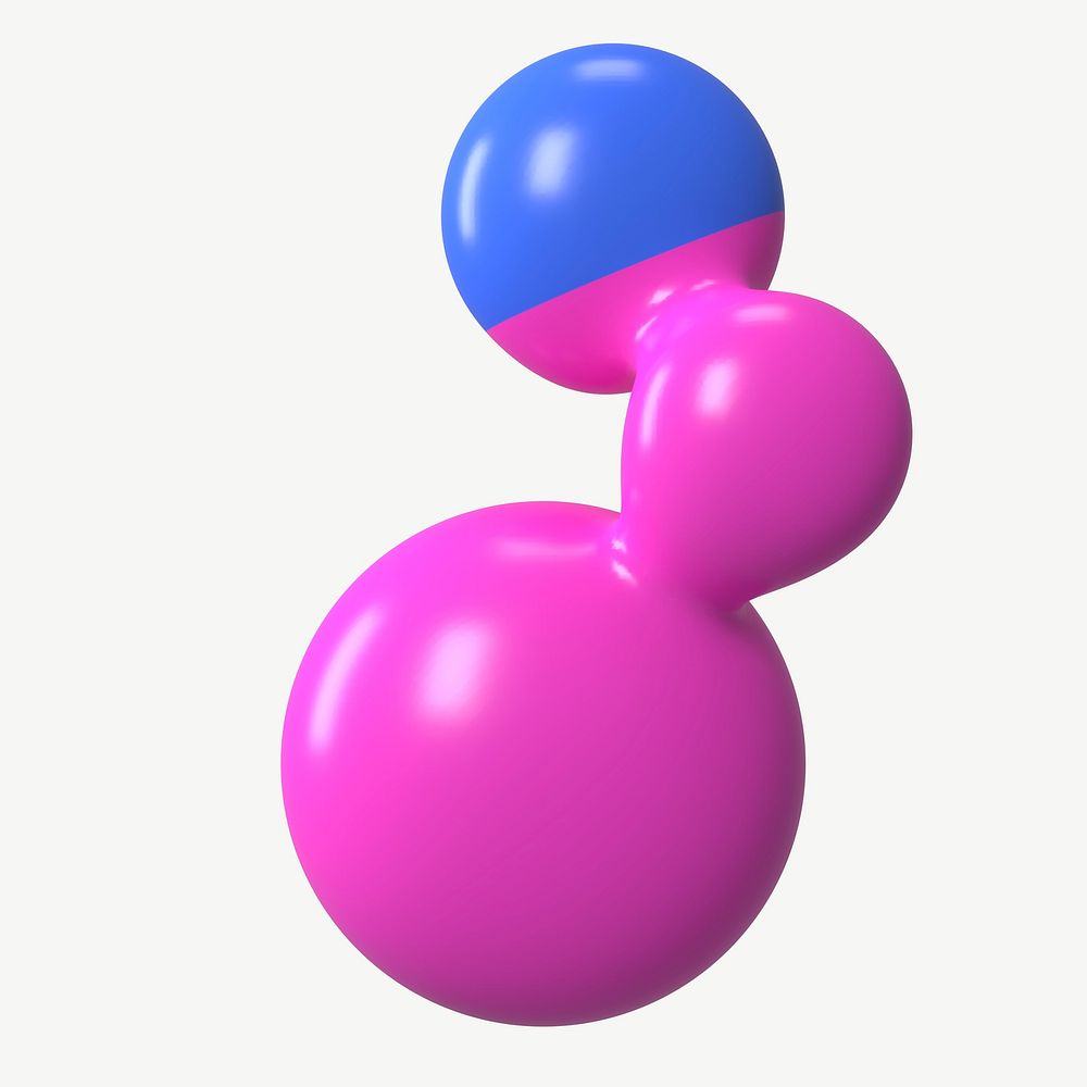 Colorful molecule shape, 3D liquid graphic psd