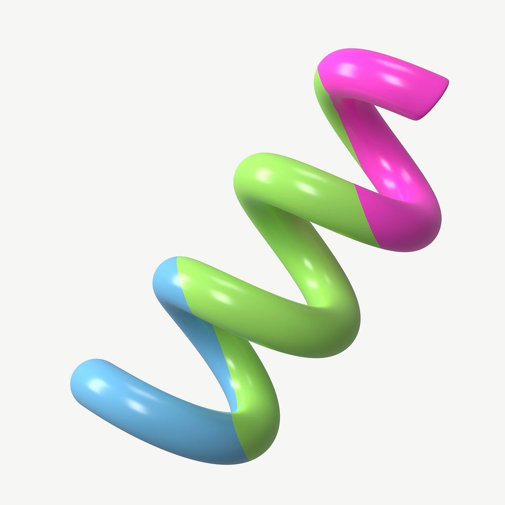 3D coil spring, colorful shape psd