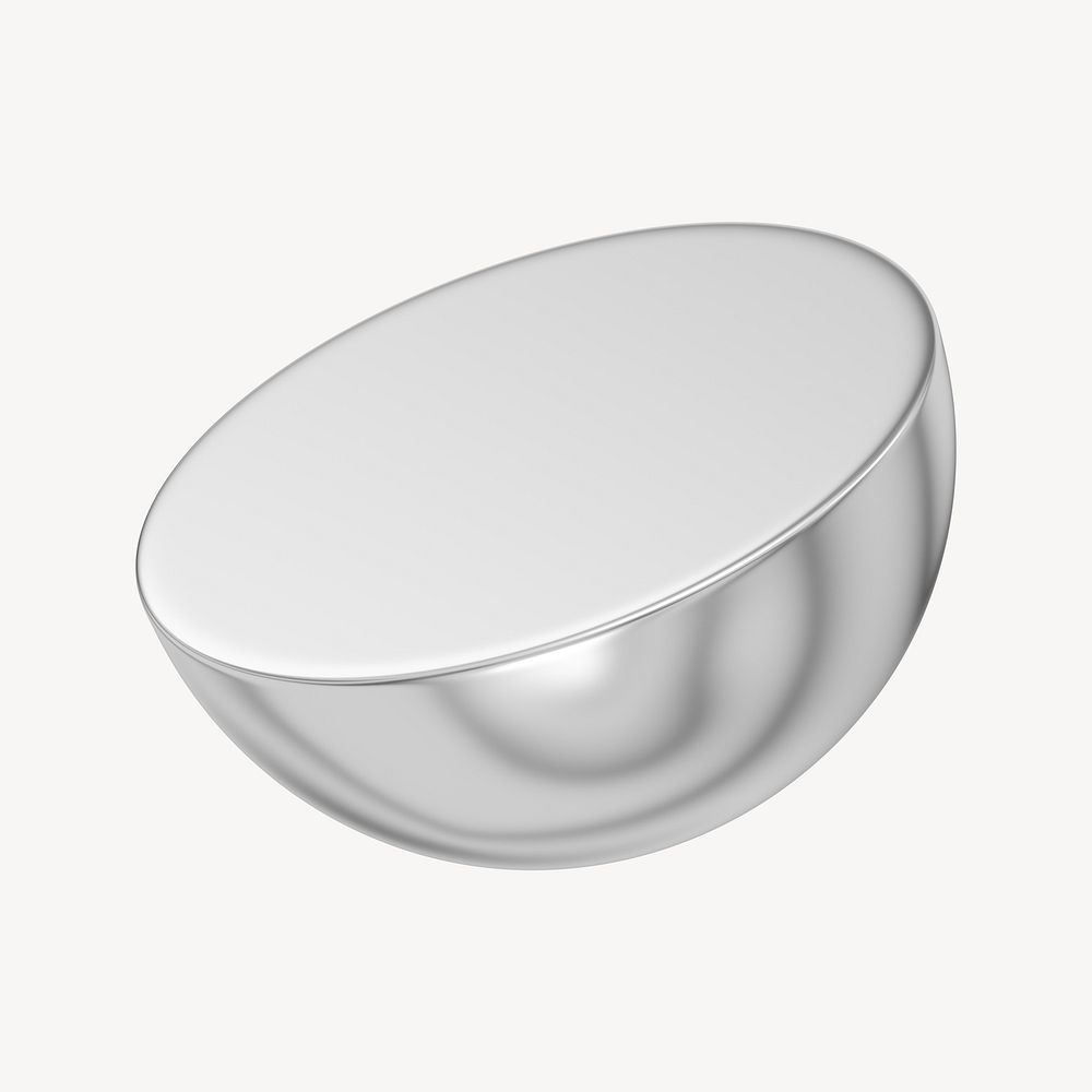 3D metallic half-sphere, geometric shape