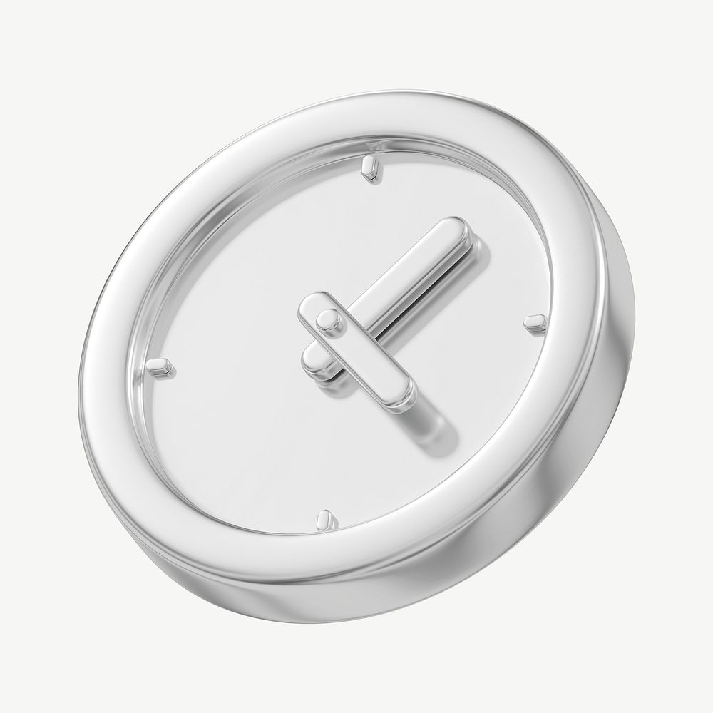 Time management, 3D metallic clock icon psd