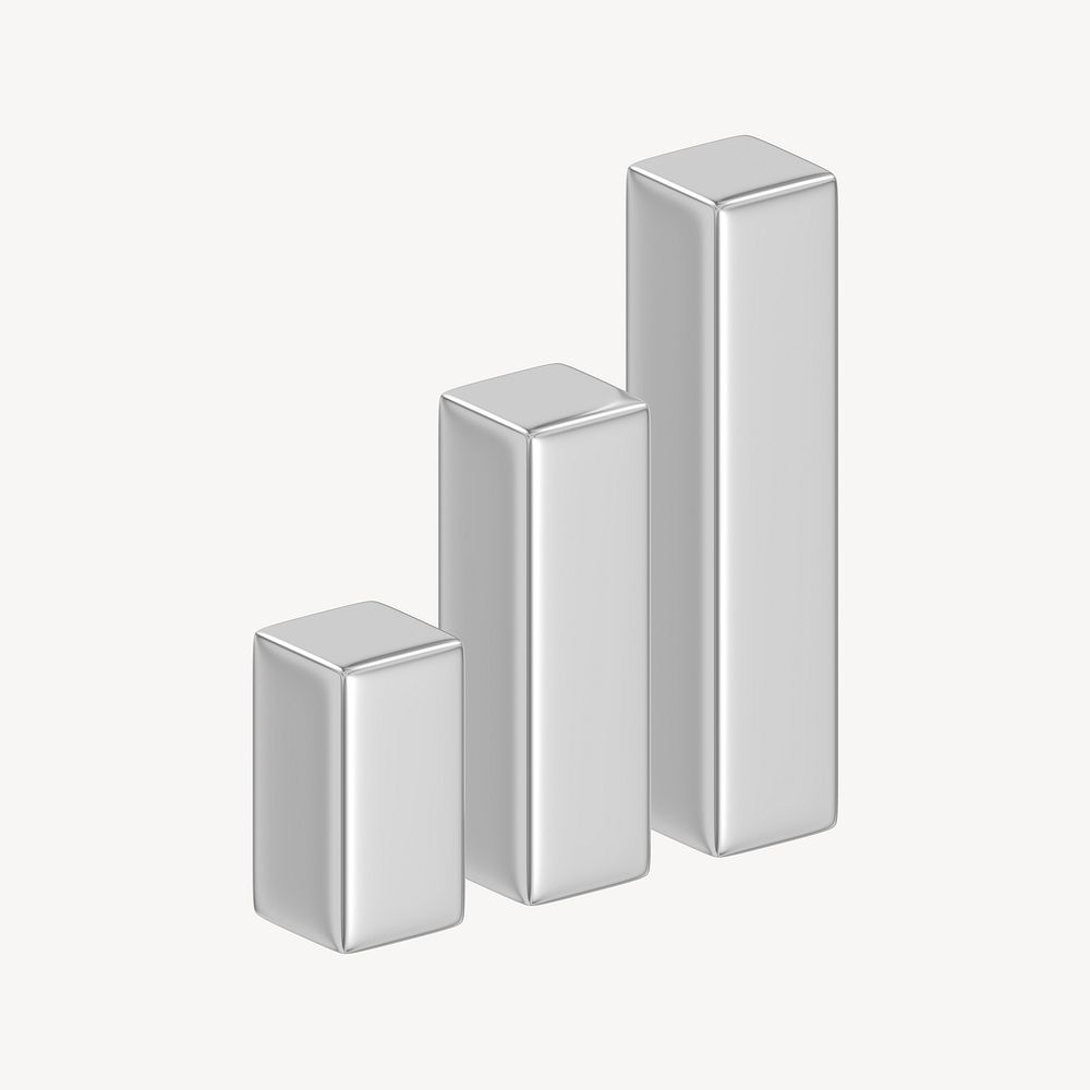 3D silver bar chart element, | Premium Photo - rawpixel