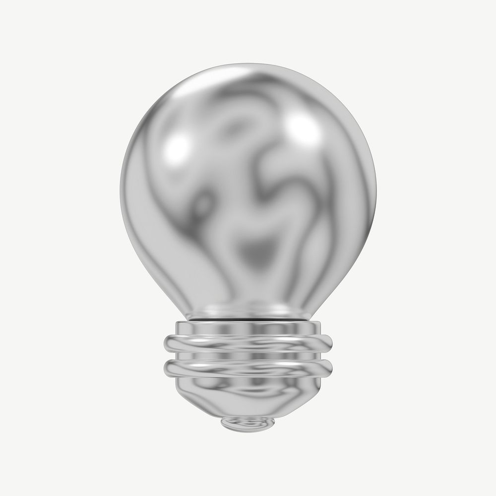 Silver light bulb 3D element psd