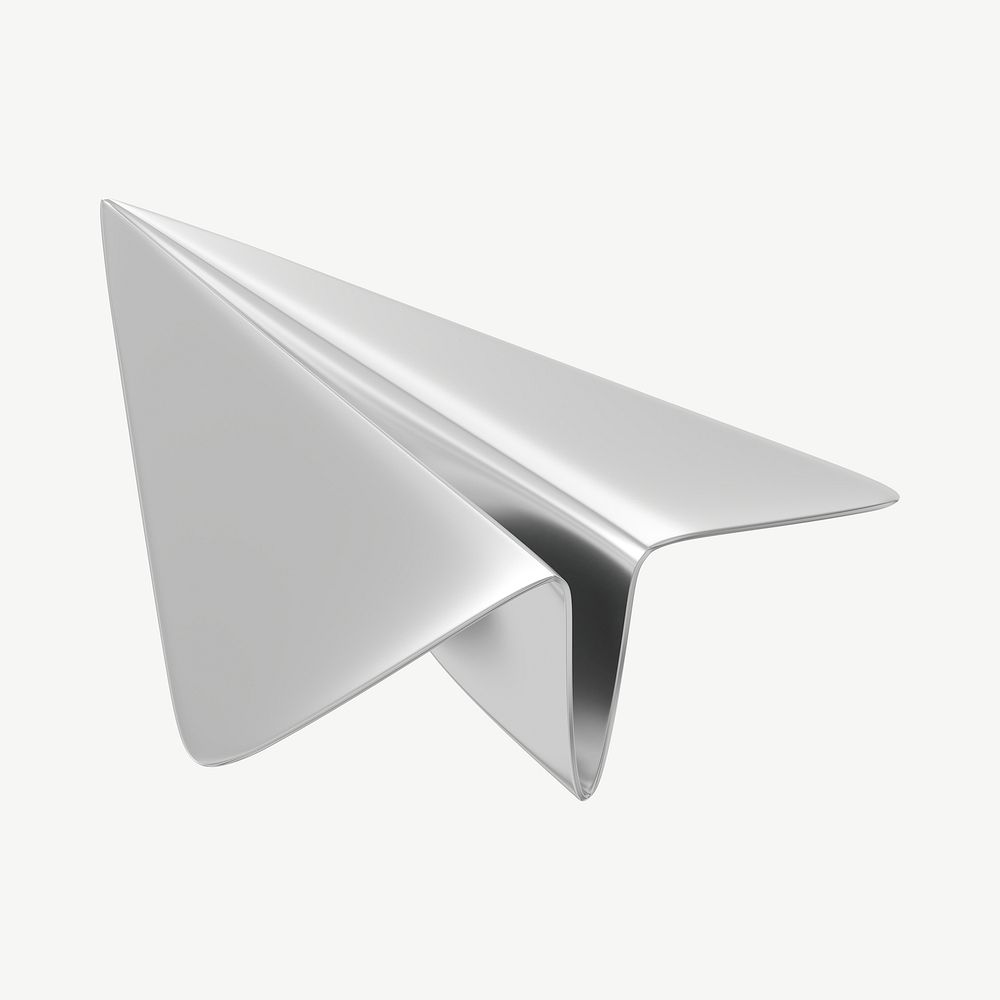 3D metallic paper plane icon psd