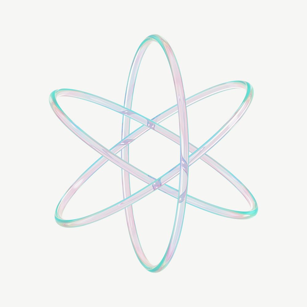 3D atom holographic transparent icon psd