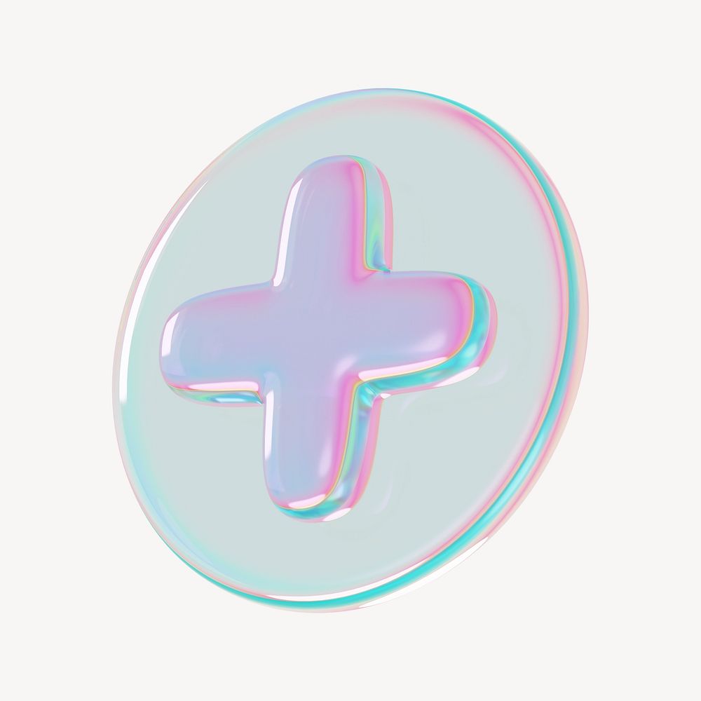 3D holographic add icon